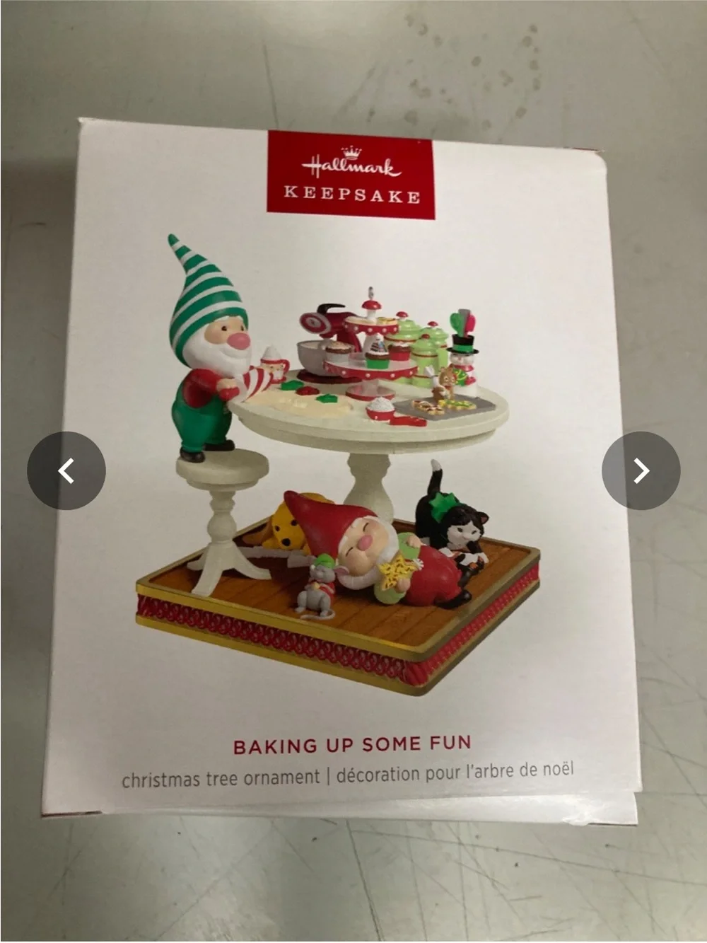 Hallmark Elf Baking Scene Ornament - Green, Red, White